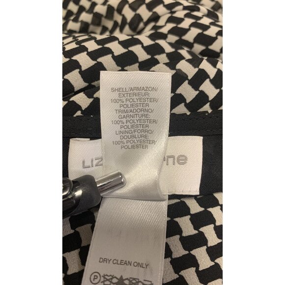 Liz Claiborne 16 Black White Houndstooth Long Bell Sleeve Maxi Dress - Picture 9 of 9